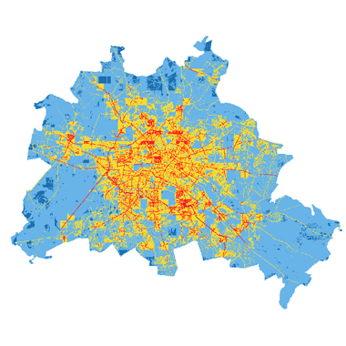 Vorschaugrafik zu Datensatz 'Durchschnittliche jährliche Luftschadstoffbelastung: Modelldaten 2025 (Umweltatlas) - [WMS]'